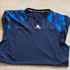 Adidas Dark Blue Performance Tank with Blue Pattern, XL